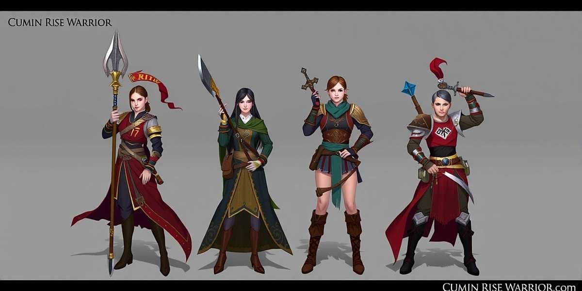 Cumin Rise Warrior fan art showcasing the main character in various regional costumes
